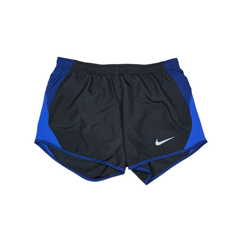 Nike Air Tempo 5k Dri-Fit running shorts sz XS * Black w/ Blue Mesh & Blue Trim